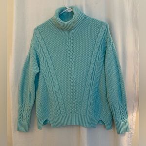 a.n.a. Spring Green Cable Knit Long Sleeve Turtleneck Sweater Size S